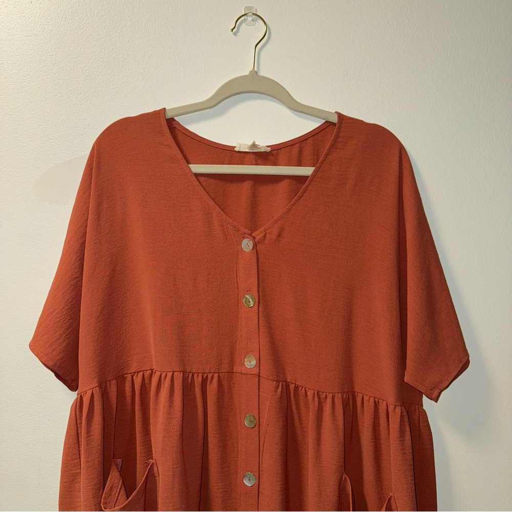 Rust orange button down